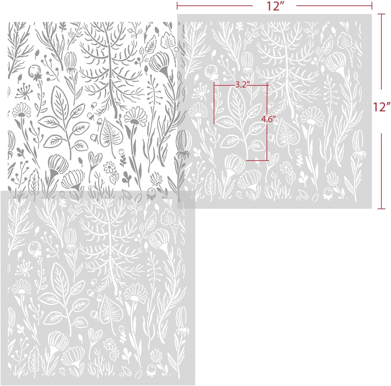 GSS Designs Flower and Leaf Stencils for Painting 12x12Inch Plastic Botanical Stencils for Crafts Reusable Floral Drawing Templates for Painting on Wood Wall Canvas Home Decor
