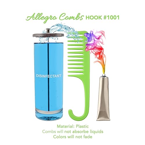 Miniatura 4 de Allegro Combs 1002 peine de ducha de dientes anchos con gancho para cabello rizado húmedo o seco desenredar peines de mujer hechos en los Estados