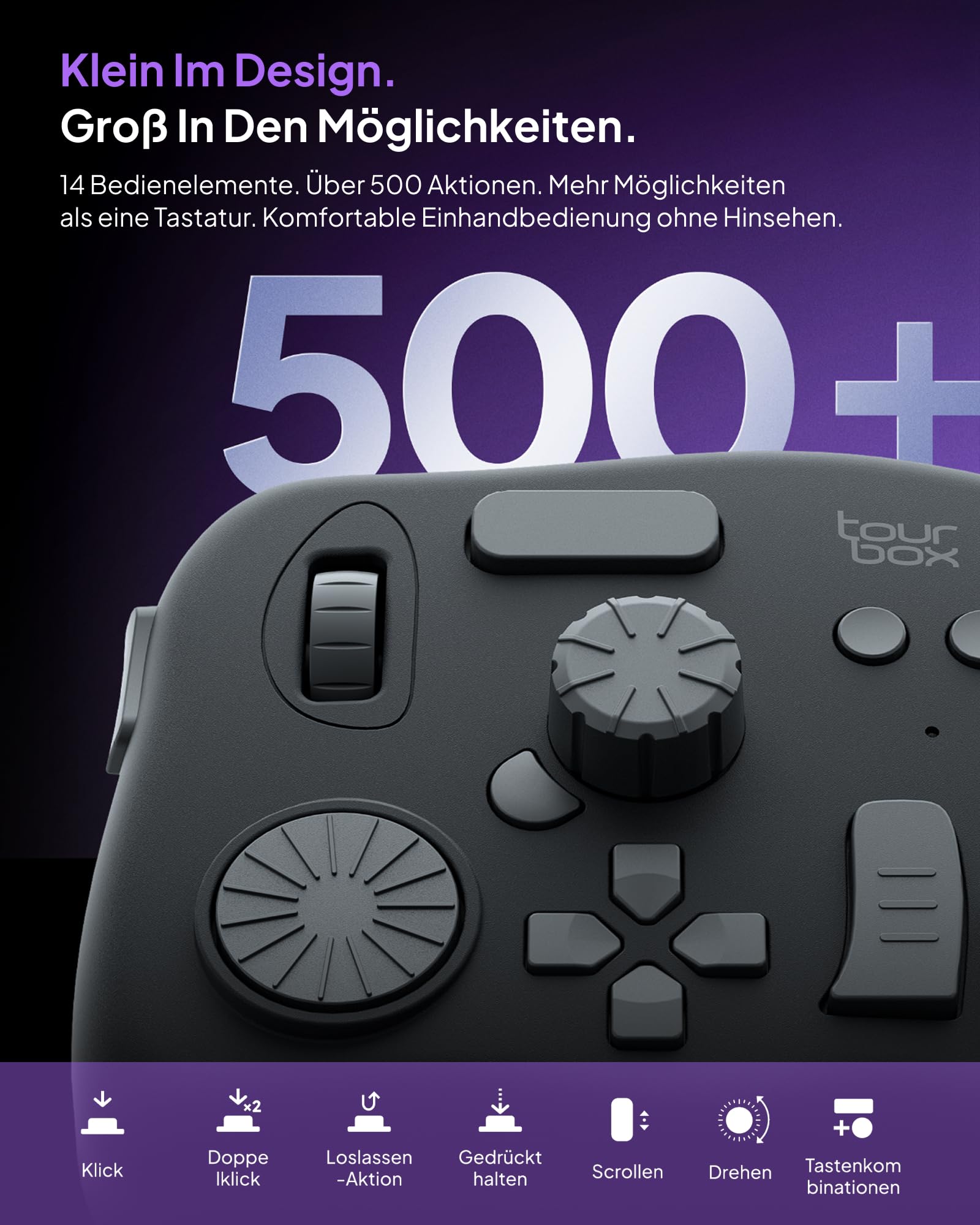 TourBox NEO, Editing Controller für Foto Video Ilustration, Makro Tastatur für Grafiktablett, MacOS/Windows, Photoshop Lightroom Premiere Davinci Resolve Blender Final Cut Pro Programmierbar Keyboard
