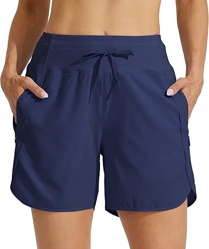Miniatura 3 de Willit Pantalones cortos deportivos de 5 pulgadas para mujer, de secado rápido, para entrenamiento, senderismo, cintura alta, con bolsillo con