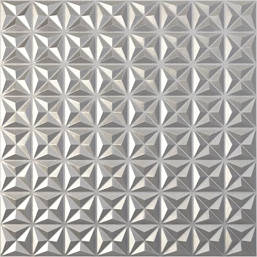 Ekena Millwork 19 58 pulgadas de ancho x 19 58 pulgadas de alto Coralie EnduraWall Panel decorativo de pared 3D, acero oscuro (cubre 2.67 pies