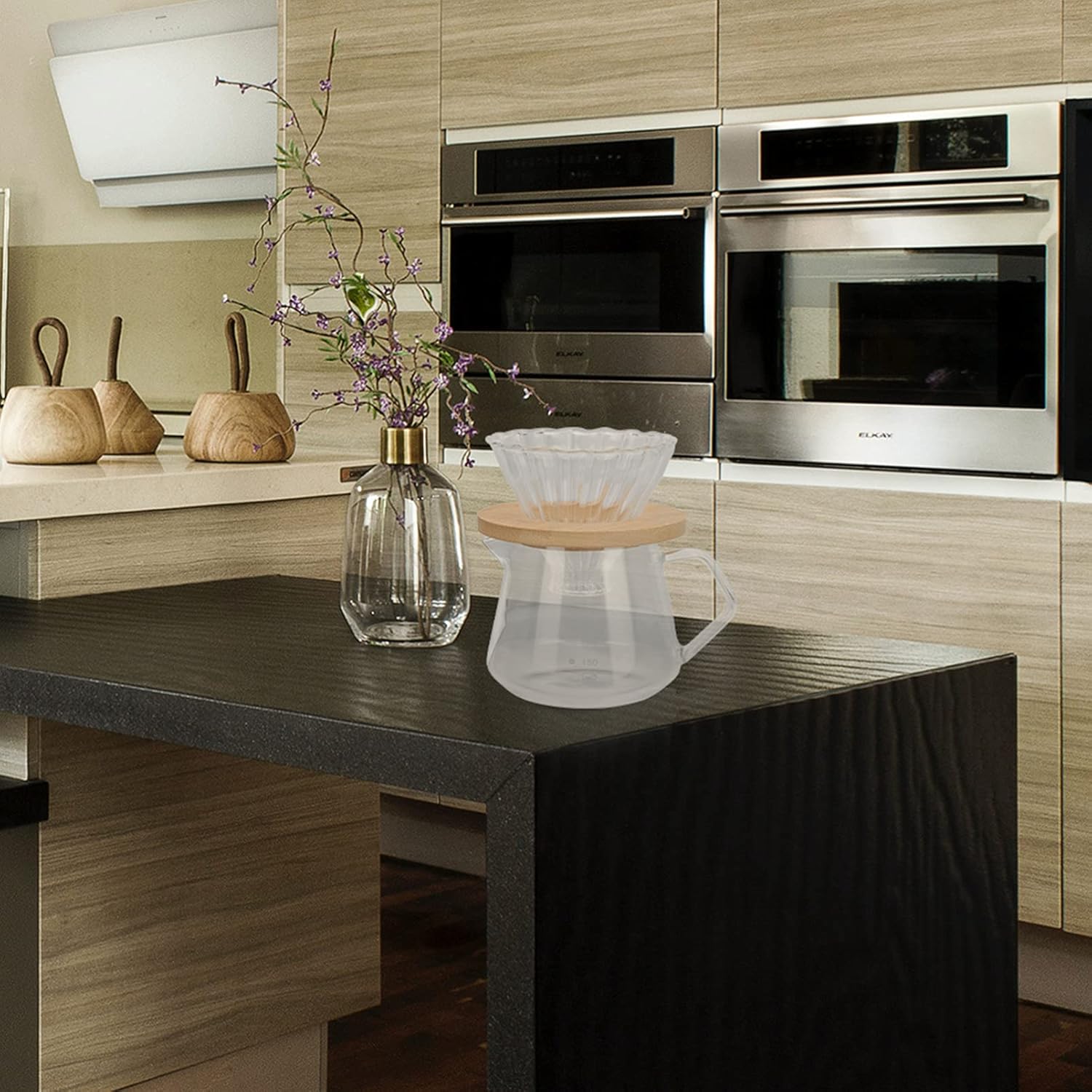 Angoily 1 Set Pour Over Coffee Maker with Filter Coffee Dripper Brewer Glass Coffee Pot High Decanter 300ml