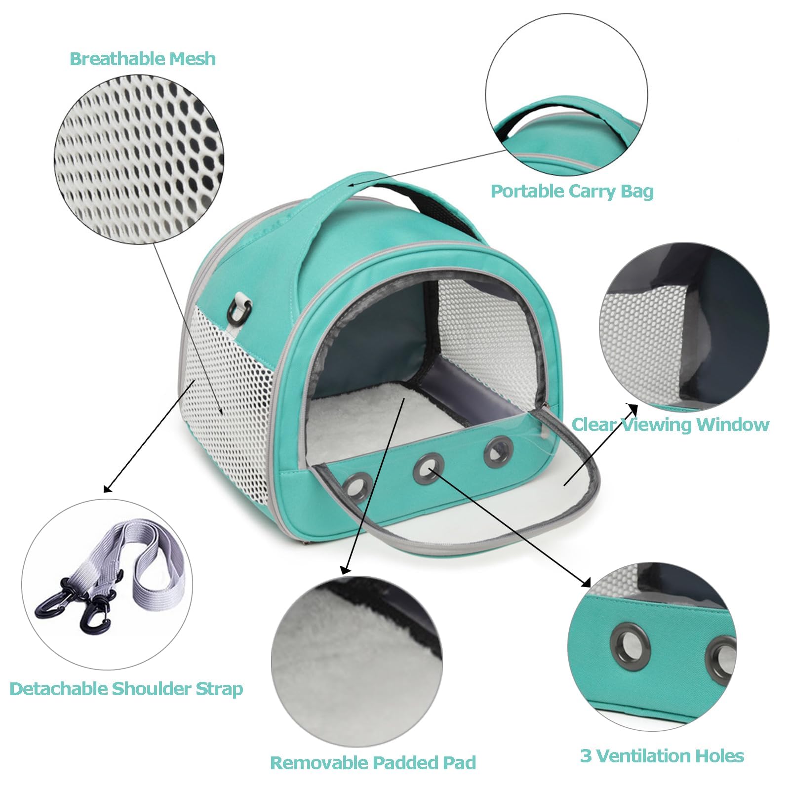 SOONHUA Borsa da viaggio per piccoli animali, trasportino portatile per porcellini d'India, con finestra trasparente e rete traspirante, per uccelli, ratti, porcellini d'India, scoiattolo