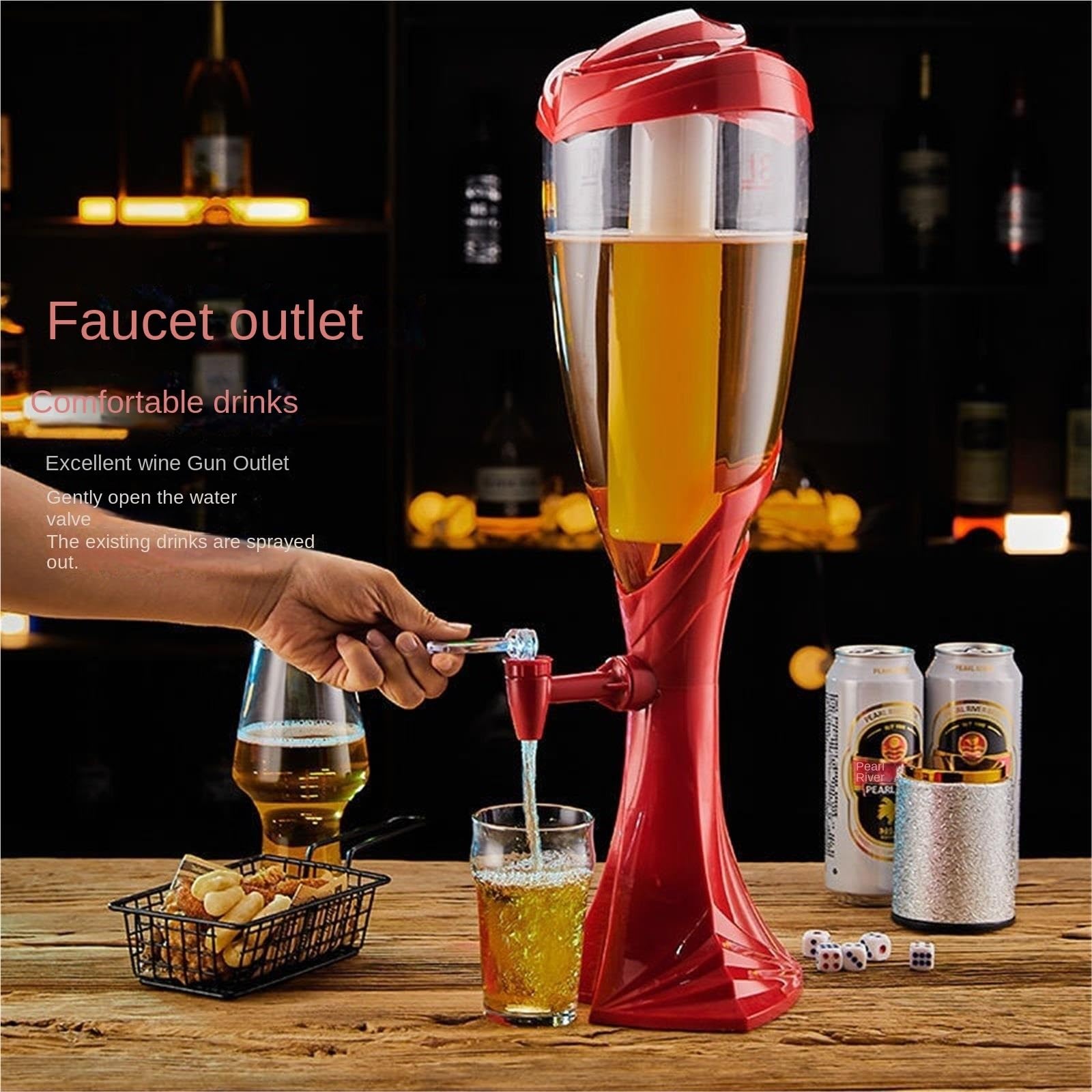 Dispensador De Cerveza Dispensador De Bebidas con Grifo, Torre De Cerveza De 3 litros Dispensador Bebidas(Grün)