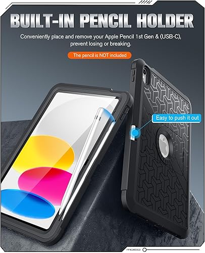 Miniatura 6 de MoKo Funda para iPad Air 2 de 9.7 pulgadas 2014 (A1566A1567), atrás silicona híbrida duradera, absorción de golpes de policarbonato duro con soporte