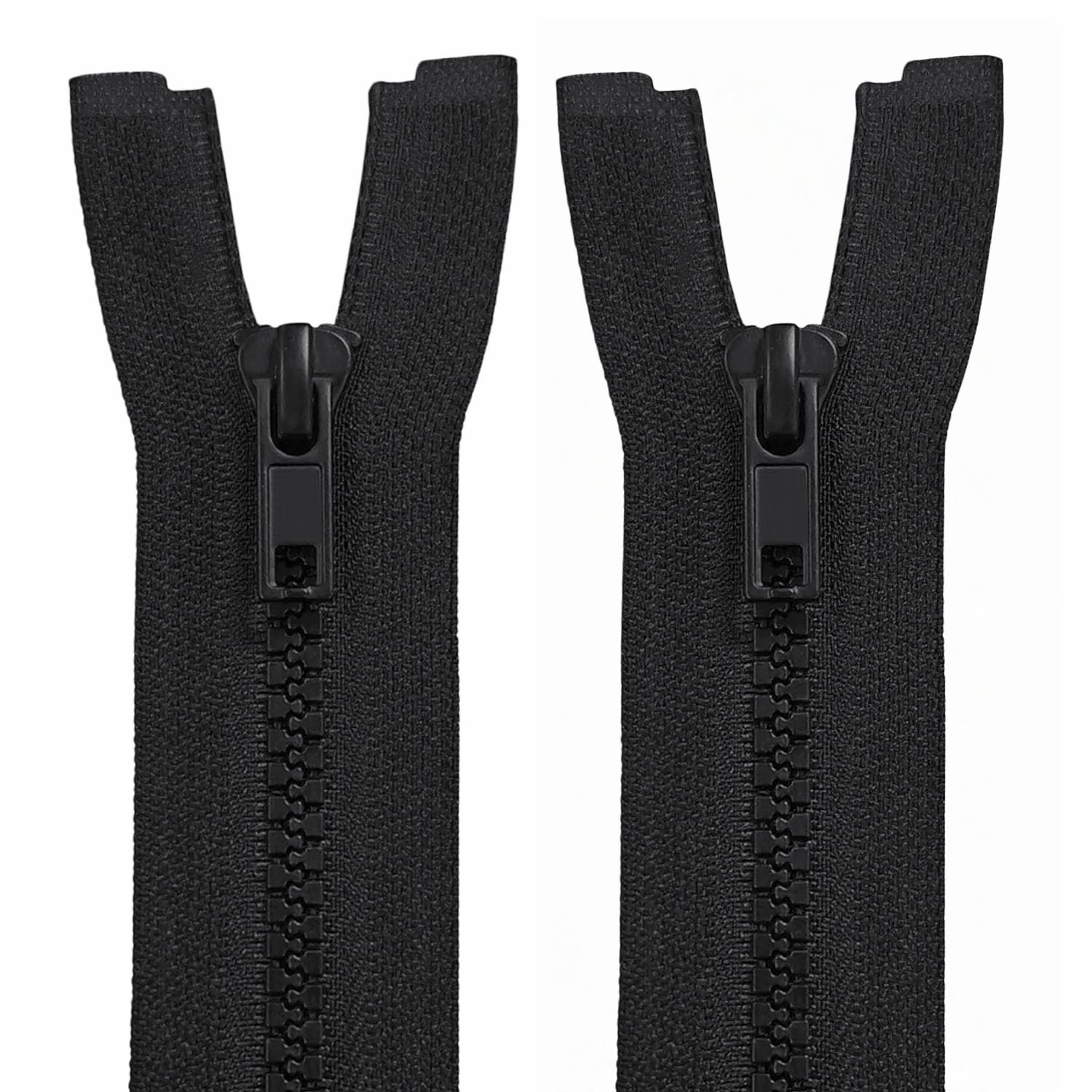 MebuZip 2PCS #5 25 Inch Separating Jacket Zippers Resin Zipper Molded Plastic Zippers Bulk for Sewing Coat Jackets Clothes (Black)