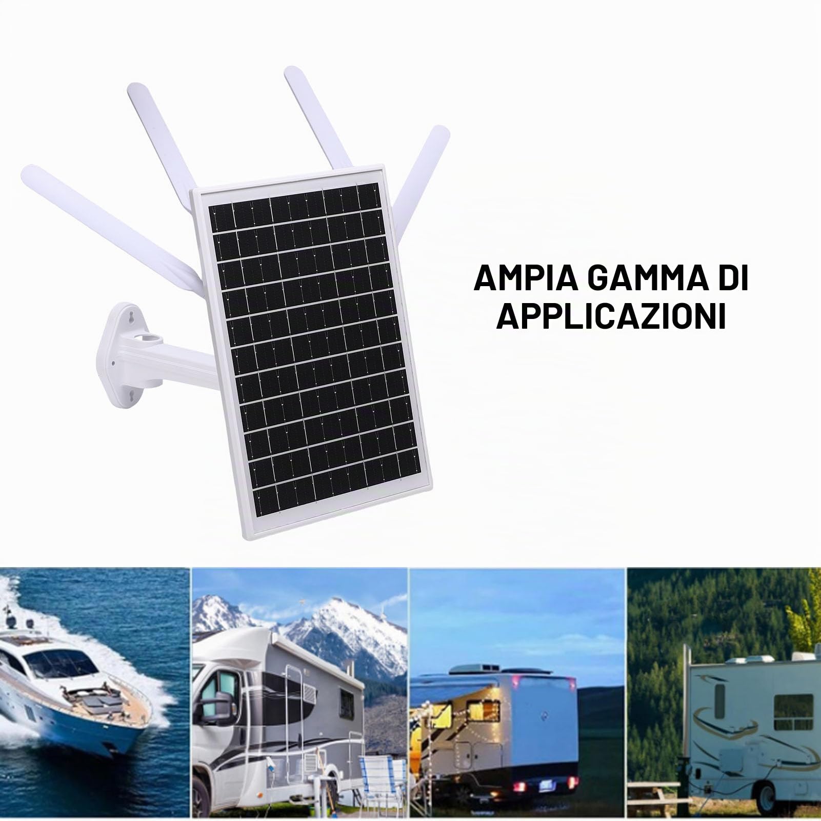 Bewinner Modem router 4G LTE ad energia solare con extender WiFi 6, pannello solare da 12 W, batteria da 18000 mAh, impermeabile IP66, portata 150 M, slot per scheda SIM per campeggio (antenne nere)