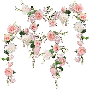 Peony Garland Pack of 2 Rose Garlands Flower Garland Wedding Decorative Flowers Artificial Flower Garland for Door Wedding Party Wall Home Decoration