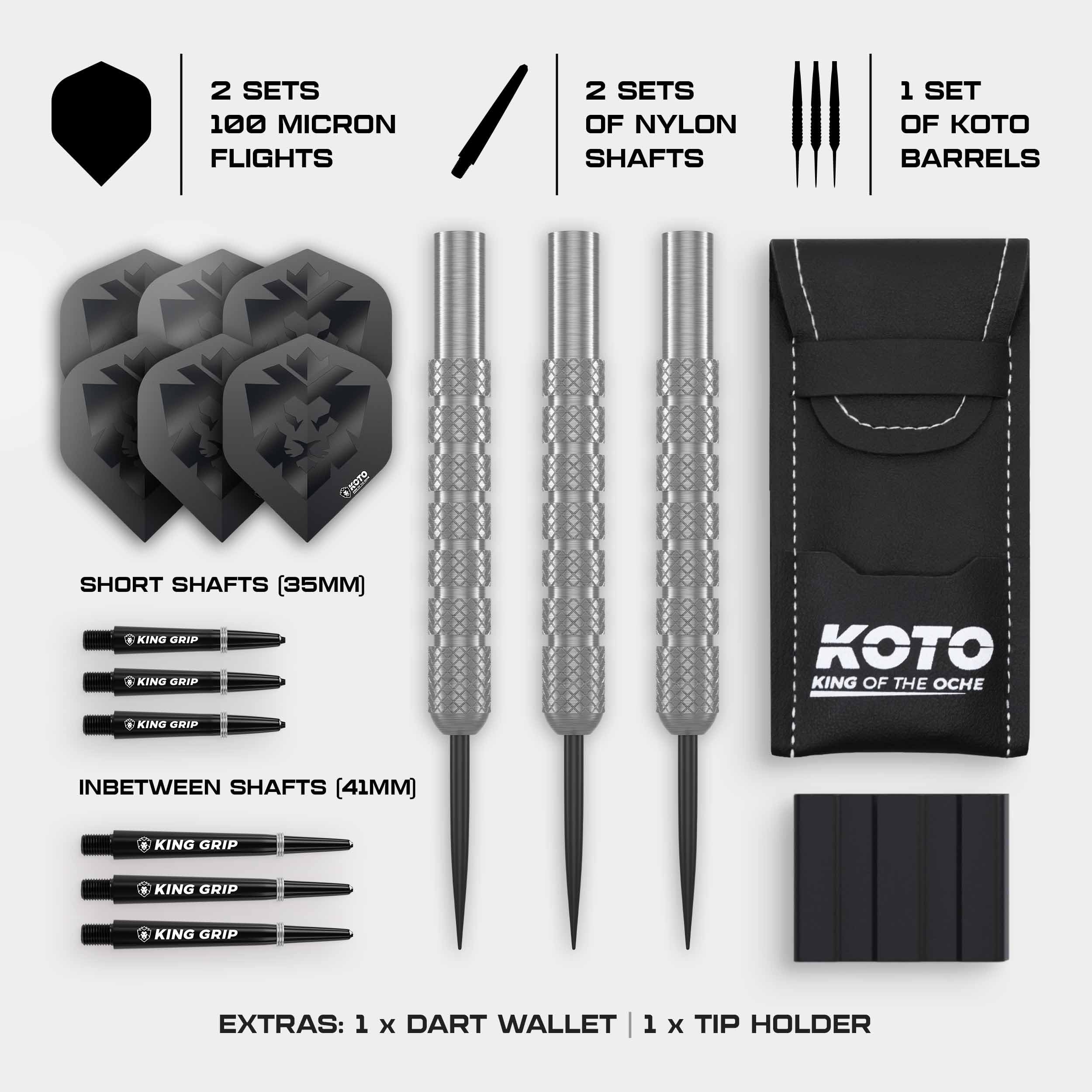 KOTO - King Front, 90% Tungsten Darts, 24G, Argento, Freccette Set Straight