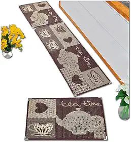 Tapetes Lancer Jogo De Tapete Para Cozinha Kit 3 Peças Antiderrapante Sisal Facil Limpar