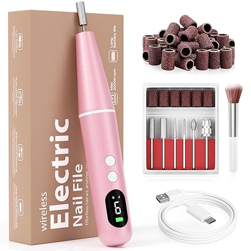 Kit de taladro eléctrico profesional para uñas, lima de uñas eléctrica inalámbrica de 9 velocidades con pantalla LED, máquina de taladro de uñas
