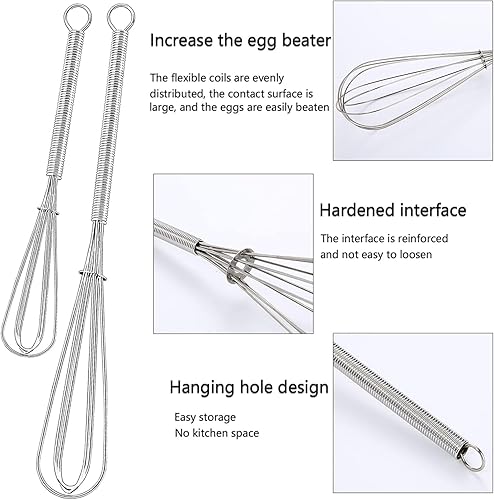 Miniatura 12 de Chandler Juego de 3 batidores de globos de acero inoxidable  Látigo de alambre de mano, bigotes y batidores Bonny para cocinar  SS304 antioxidante y