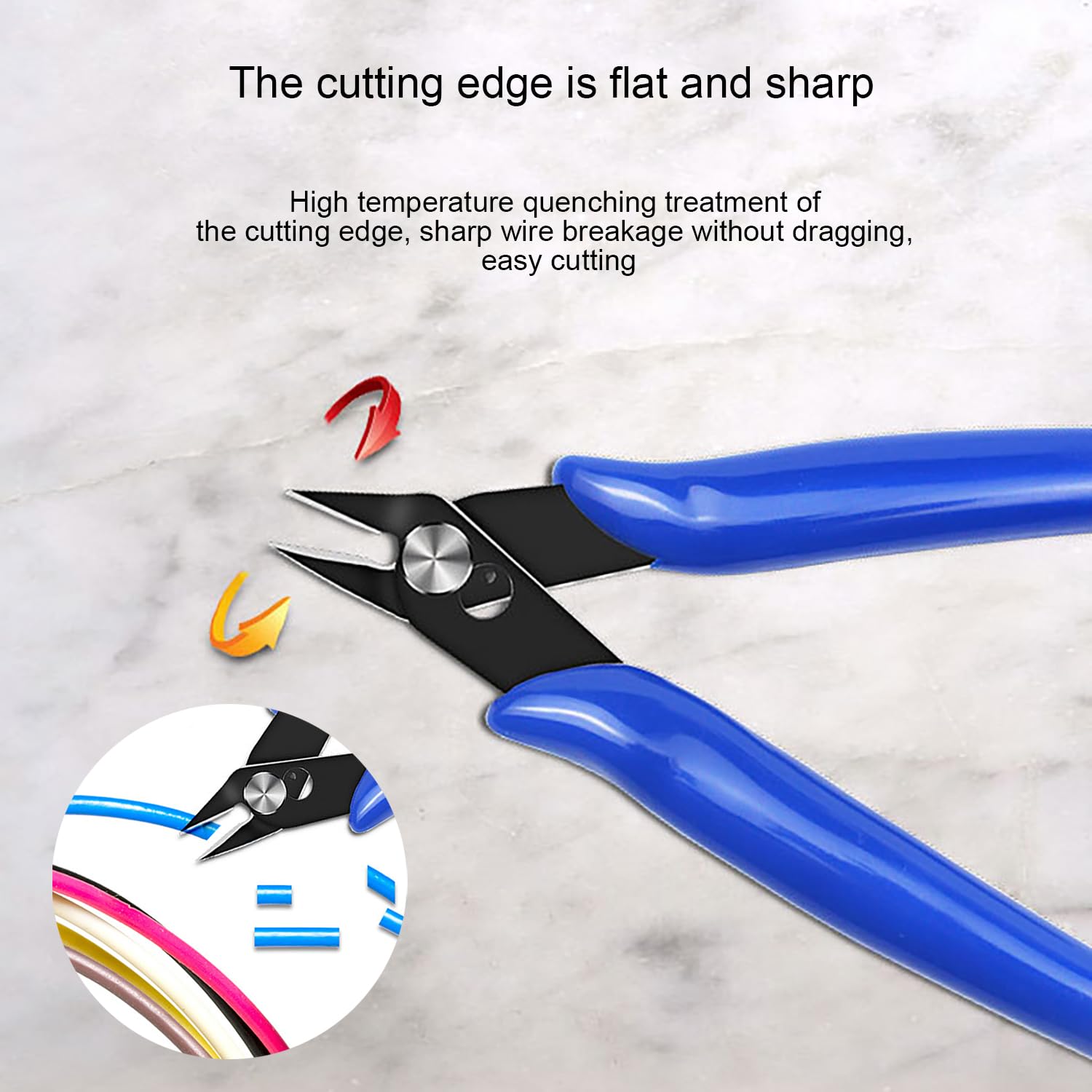 Pinze per Taglierine di Precisione, Pinza elettricista, Spellafili e Tagliafili, Multifunzionale Tronchesi a Filo per Artigianato Creazione Gioielli-Blu