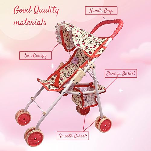 Miniatura 3 de My First - Cochecito plegable de muñeca para niños pequeños de 1 a 3 años niñas de 2 años cochecito de bebé para muñecas cochecito de juguete para