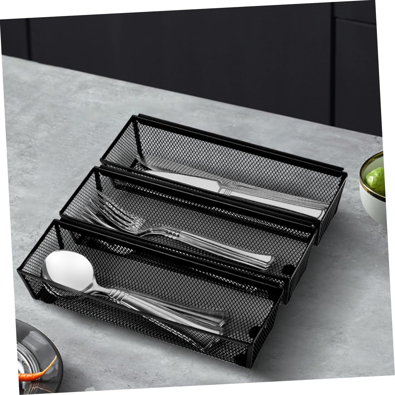 COLLBATH 6kawałki Organizer Do Sztućce z Metalowej z Złącznymi Ramionami Praktyczny Koszyk Sztućce Do Kuchni i Biura Oszczędzający Miejsce Widelce Łyżki i Noże