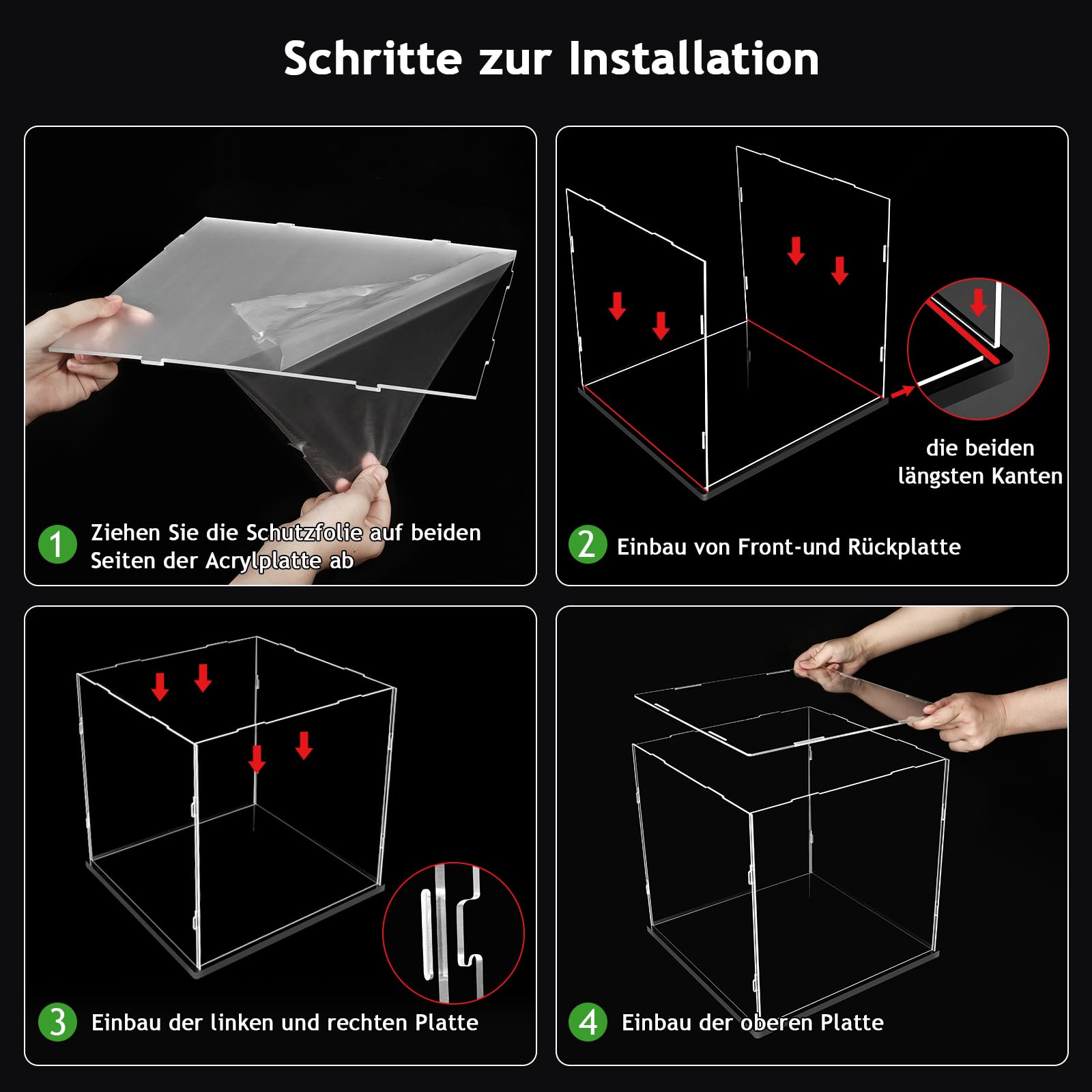 JUJOMAT Vetrina Trasparente in Acrilico Grande Scatole in Acrilico per l'Esposizione, Vitrine Protettive dalla Polvere per Figure d'Azione e Oggetti da Collezione 30*30*30cm