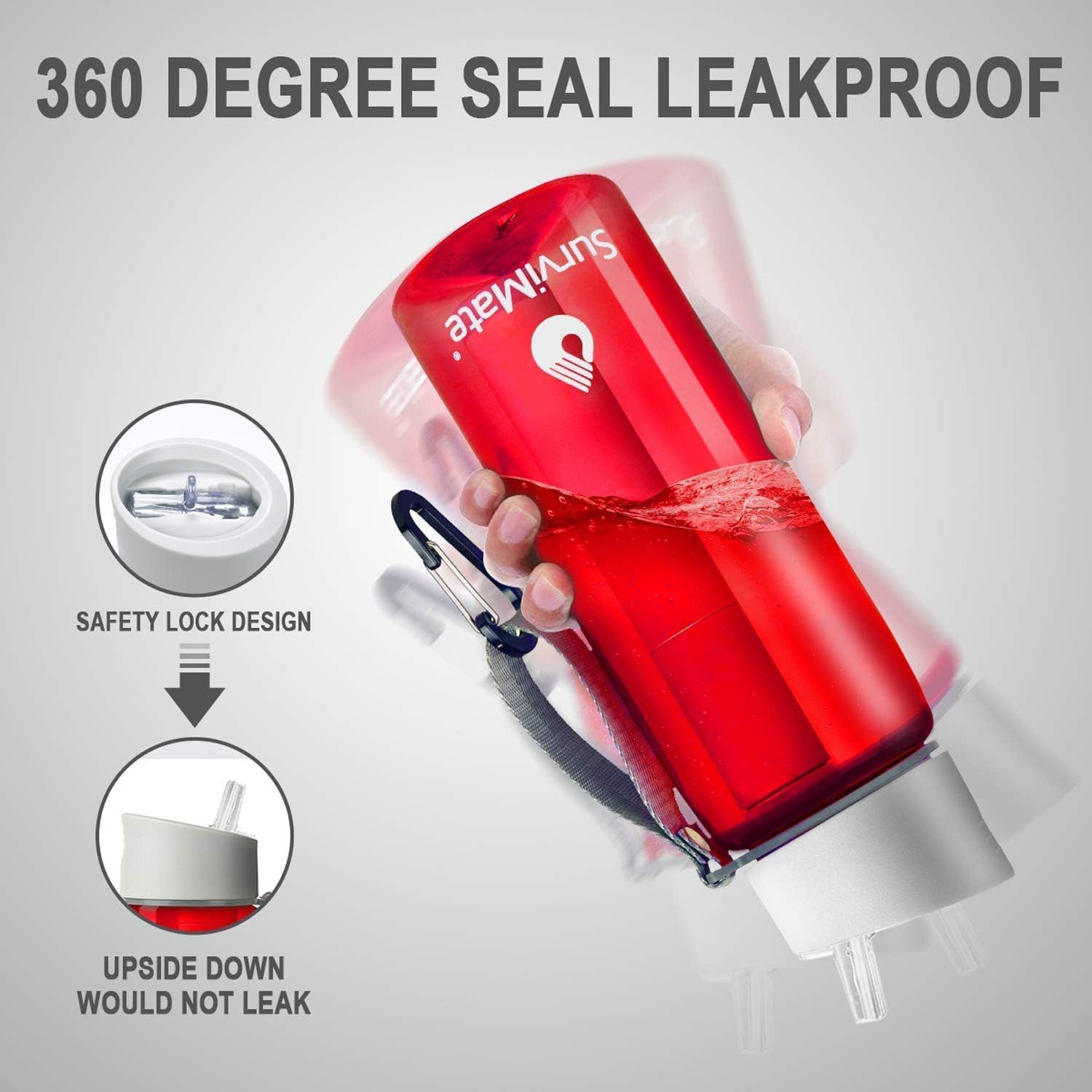 SurviMate Black and Red Filtered Water Bottles