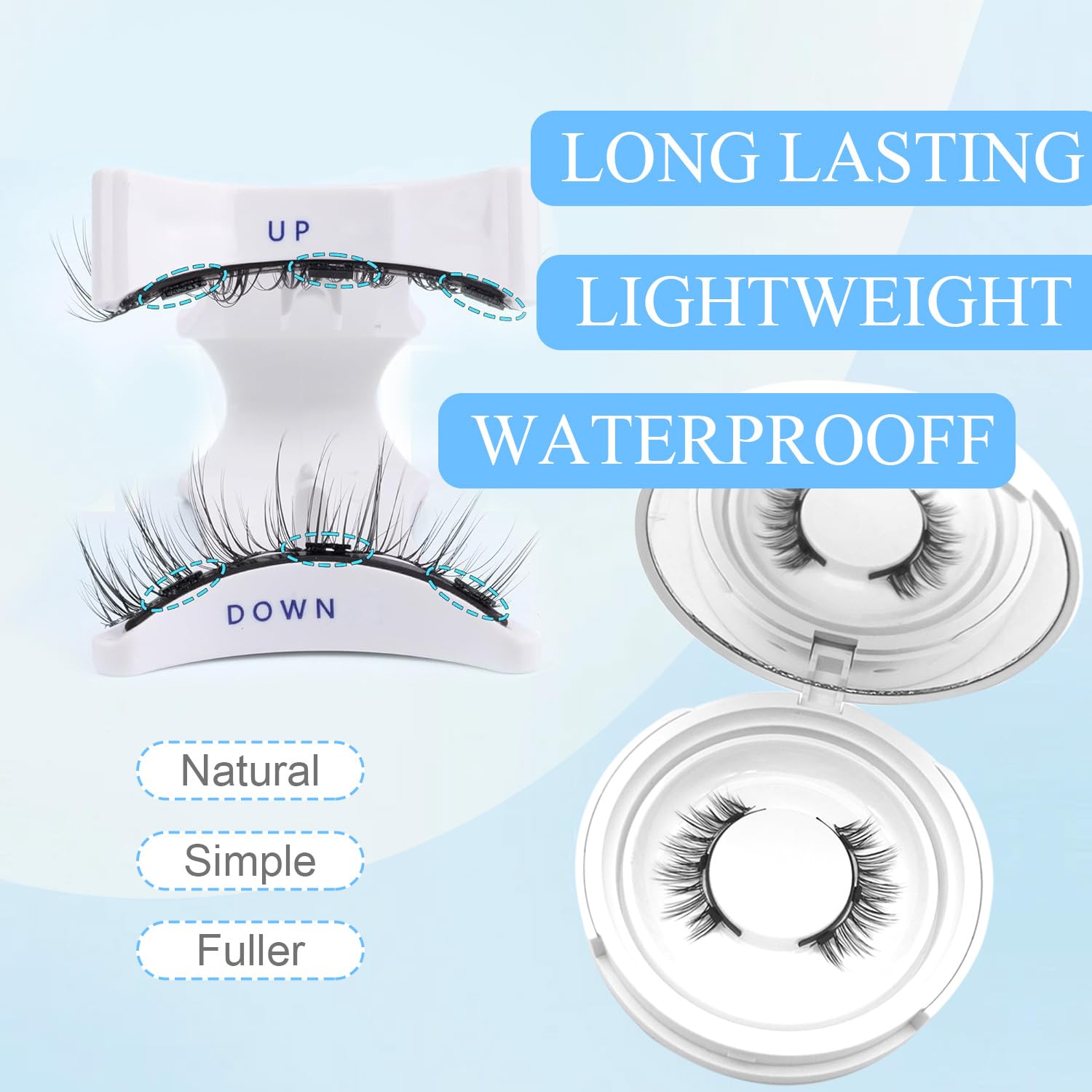 Magnetic Eyelashes with Applicator,Valentine's Gifts for Her,Reusable Magnetic Eyelashes Natural Look,Easy to Wear Reusable Soft Lashes kit No Glue Needed(Natural+Simple)