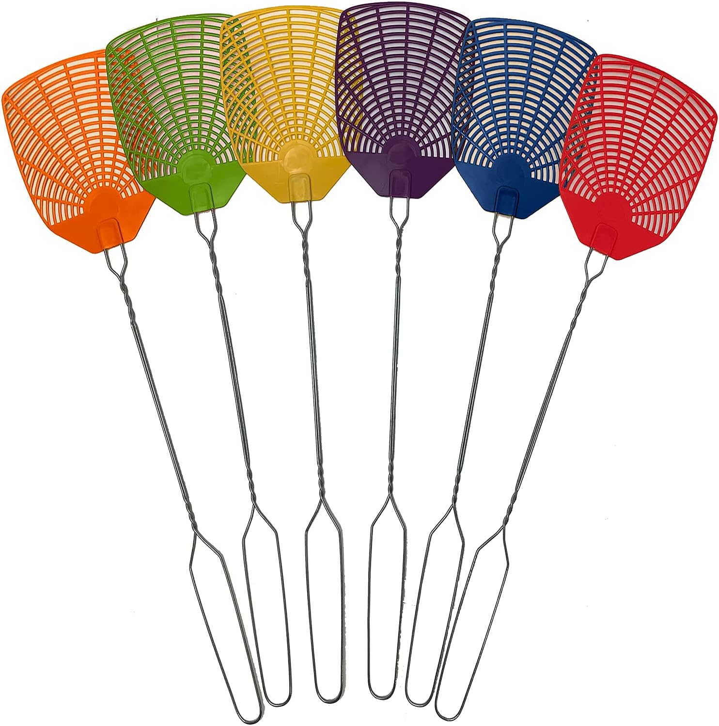 W4W Bug & Fly Swatter – Braided Metal Handle 6 Pack Fly Swatters – Indoor/Outdoor – Pest Control flyswatter