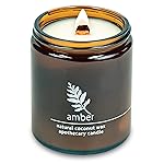 Hemlock Park Crackling Wood Wick Candle Handcrafted with Natural Coconut Wax (Standard 8 oz, Amber)