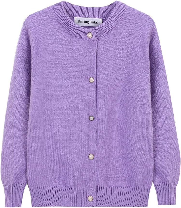 SMILING PINKER Girls Cardigan Sweater School Uniforms Button Long Sleeve Knit Tops