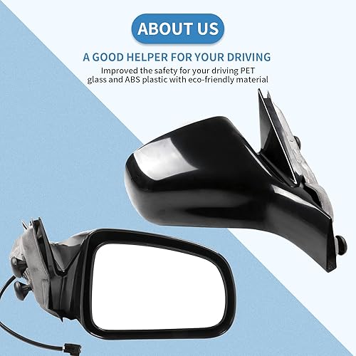 Miniatura 7 de ECCPP Espejos laterales del pasajero, espejos retrovisores del lado derecho, ajuste de potencia negra, retrovisor, calentado, manual, plegable,