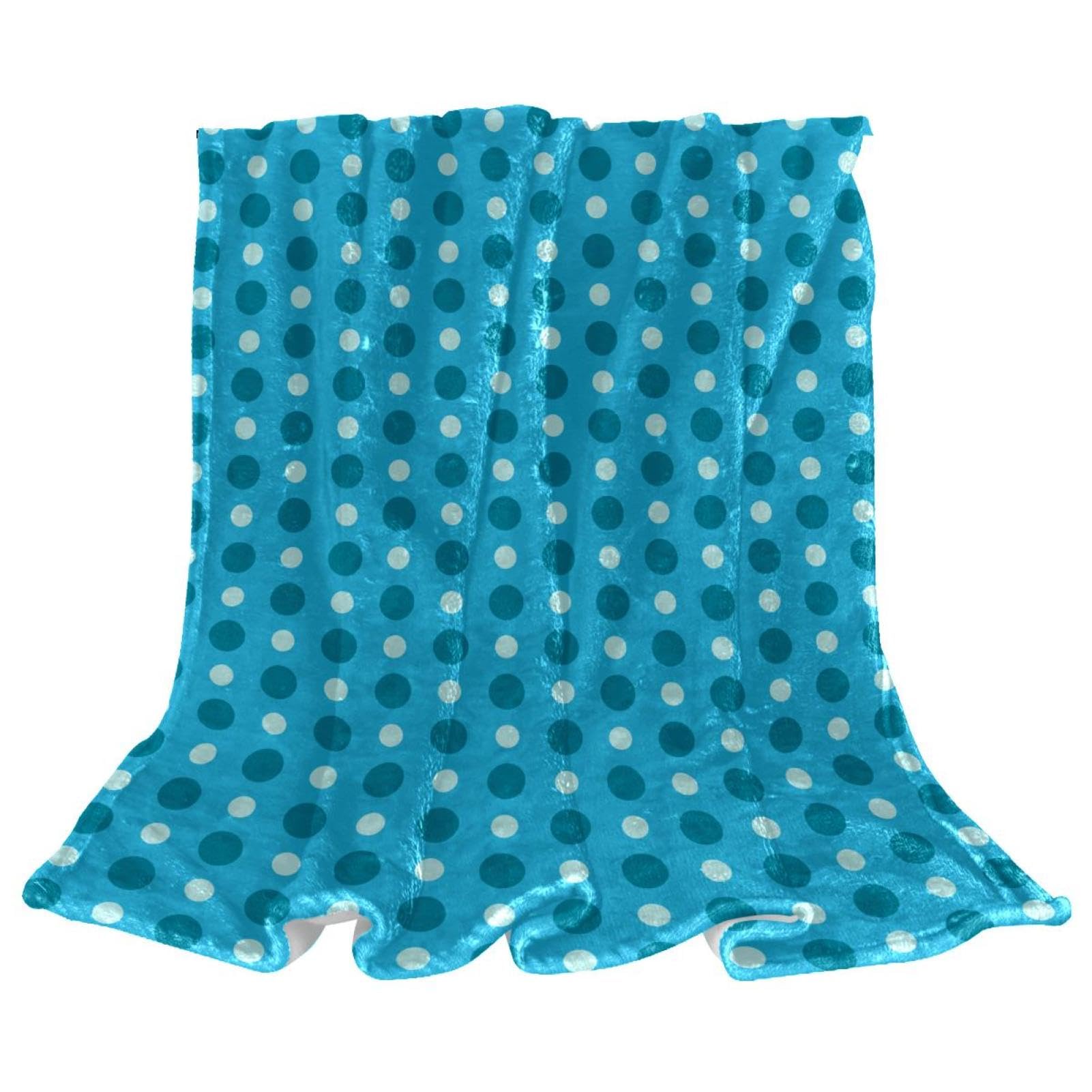 Couverture polaire points bleus de lit et canapé pour chambre ou bureau en 150x100cm