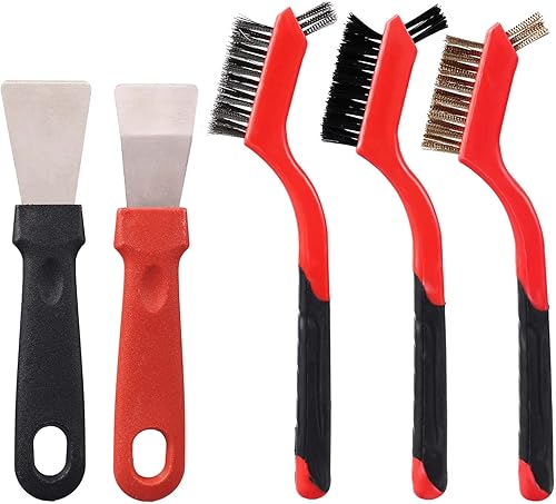 Juego de cepillos de alambre, 5 cepillos de alambre de acero inoxidablelatónnailon, multifuncional, raspador de alambre, cepillo de pintura para