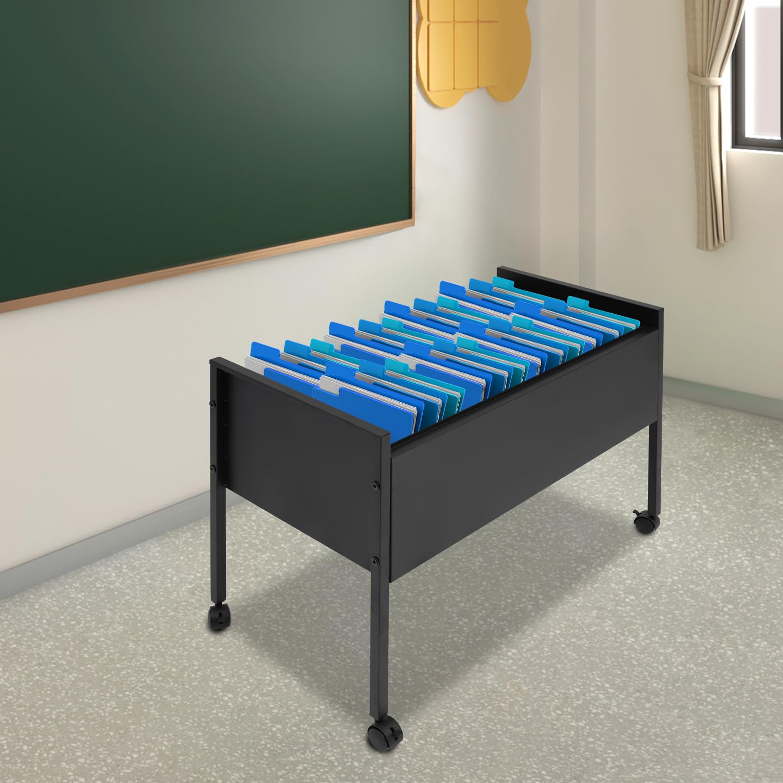 Cassettiera arrotolabile, 30 kg, con ruote e freni universali, in acciaio al carbonio, per ufficio, 80 x 42,5 x 60 cm