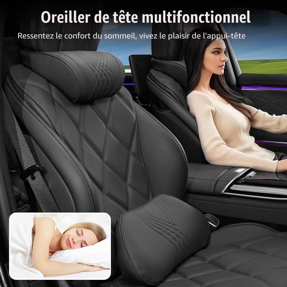 Coussin de Soutien Lombaire Ergonomique, Oreiller de Soutien du Dos Dossier Support Dorsal en Mousse à Mémoire pour Siège de Voiture Chaise de Bureau, Noir, 1 Pièce