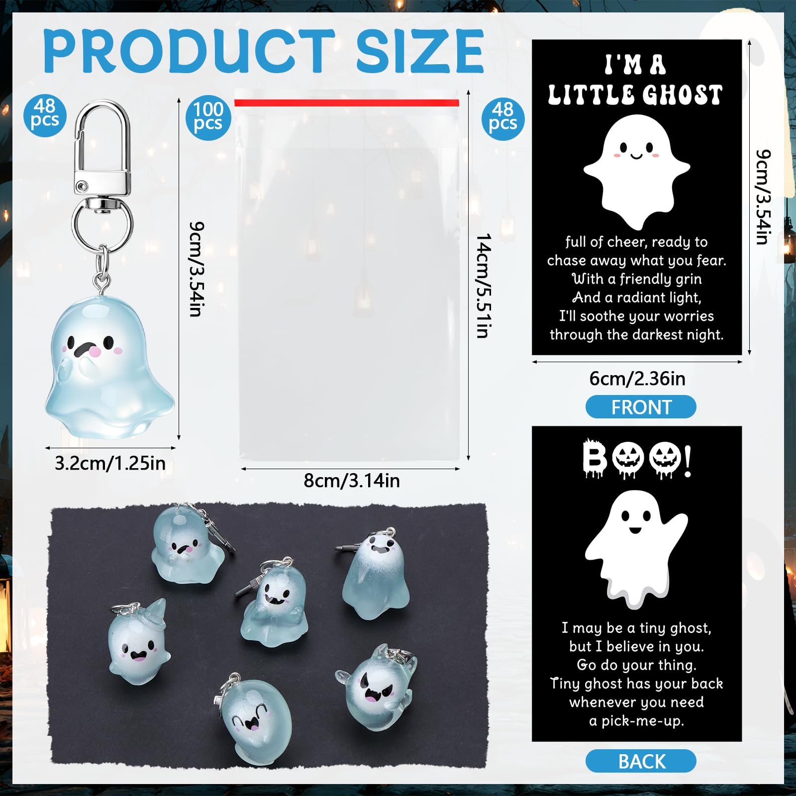 48 juegos de llaveros fantasmas que brillan en la oscuridad para Halloween