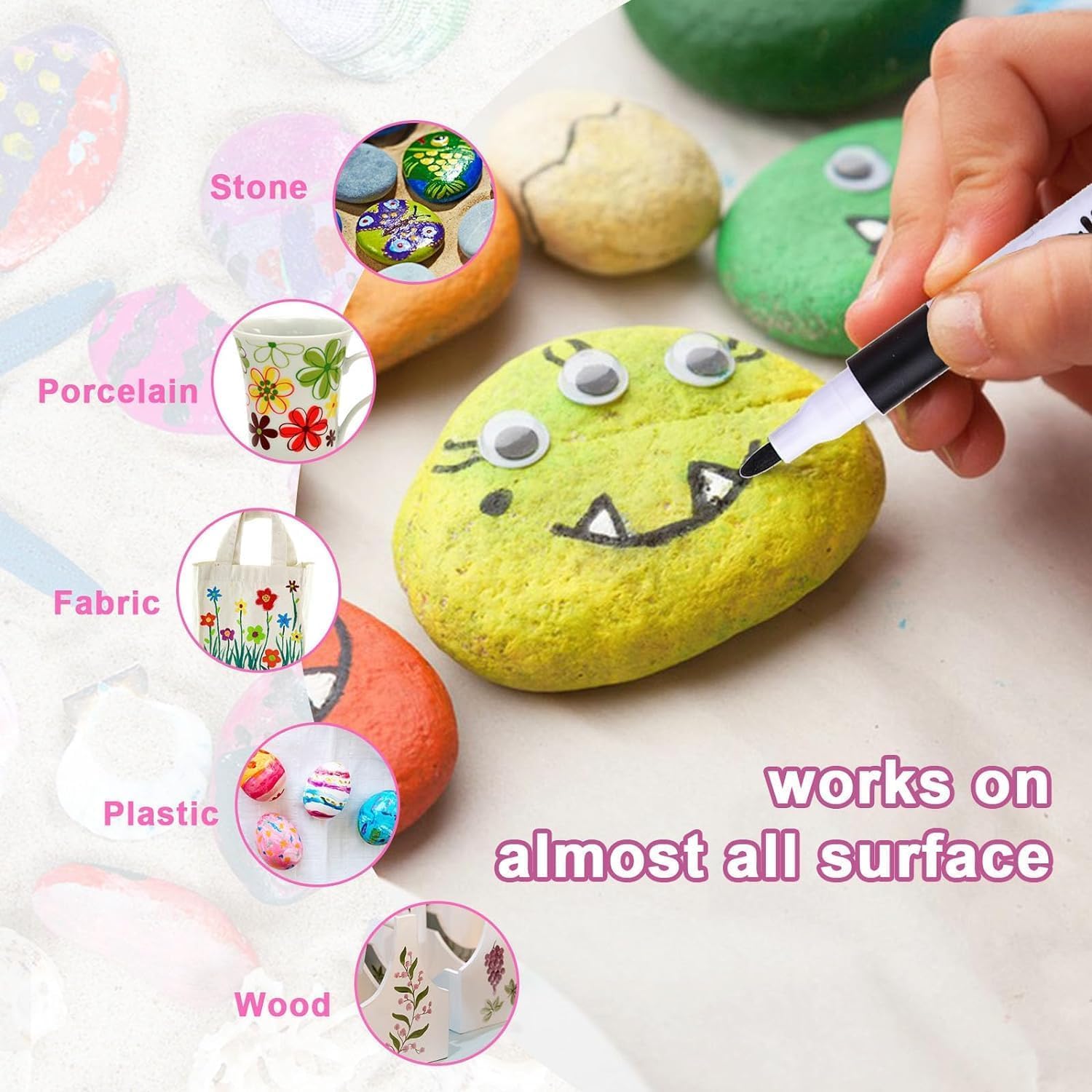 SUPER TOY 24 Shades Acrylic Marker Paint Pens, Colors Acrylic Markers for Wood, Canvas, Stone, Rock Painting, Glass, Ceramic Surfaces, Scrapbooking, Fabric, Plastic Card Making DIY Craft - Image 3 thumbnail