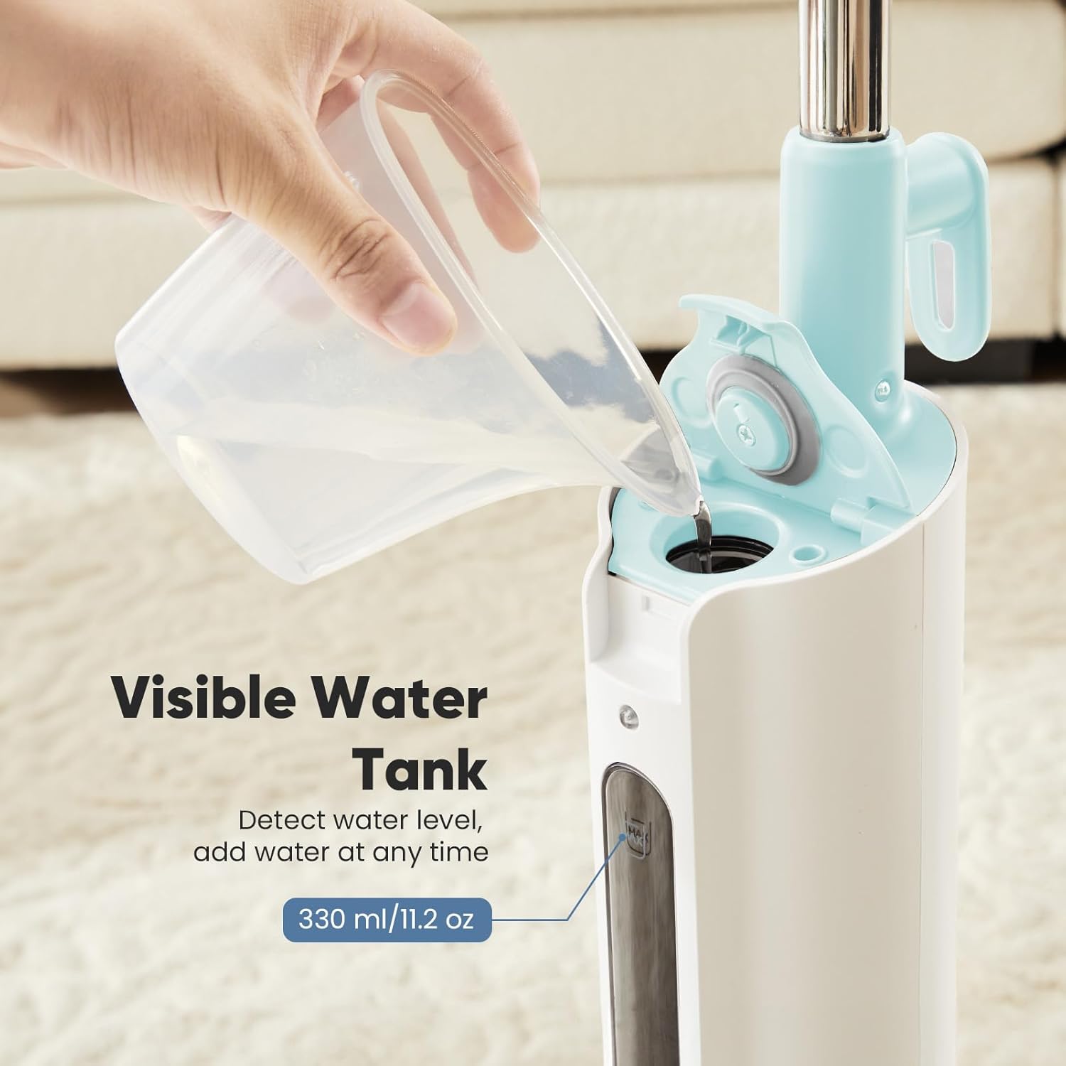 DUMOS Steam Mop for Floor Cleaning, Detachable Handheld Steam Cleaner, Suitable for All Floors Like Tiles, Hardwood, Stone, Lightweight with 2 Washable Pads,White and Green