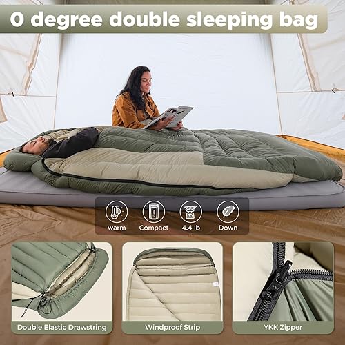 Miniatura 6 de ATEPA Saco de dormir ligero de plumón de 0 grados para adultos, mochila de momia, ultraligero, impermeable, compacto, para todo tipo de clima frío,