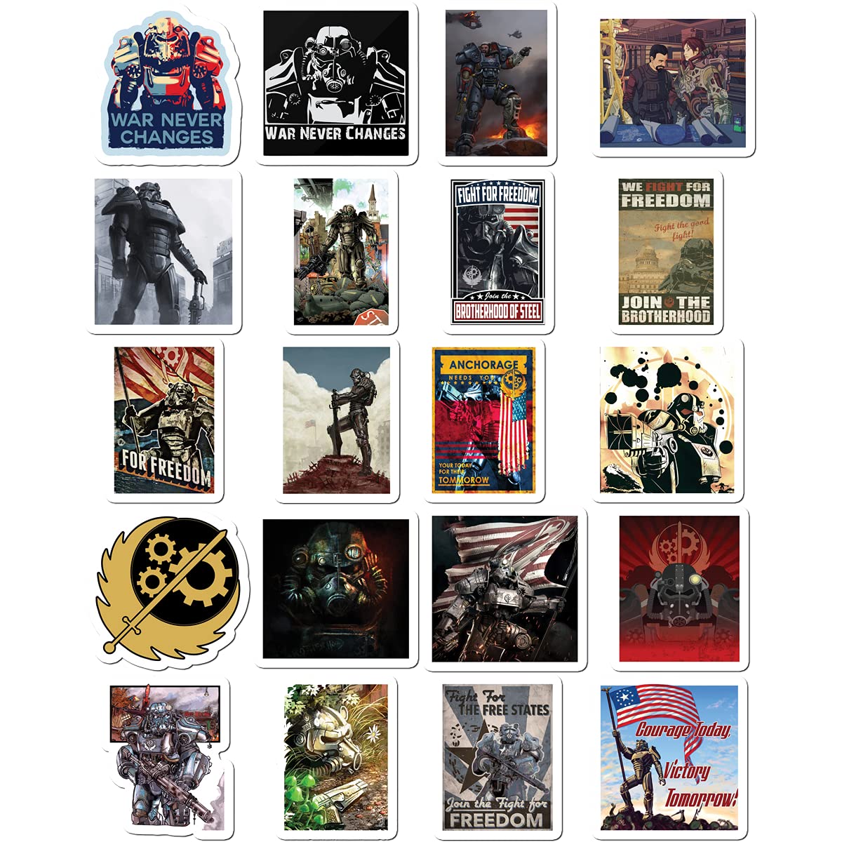 Stickers 20 Pcs Per Pack Brotherhood Waterproof of Aesthetic Steel Colorful Vinyl Laptop Bumper Car Luggage Bike Water Bottle Skateboard Guitar