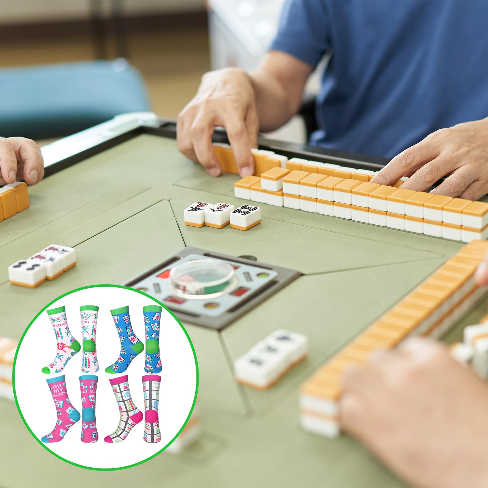 Shihanee 16/12 /8 Pair of Mahjong Socks for Women Funny Mah Jong Themed Socks with Classic Patterns Gifts for Mahjong Lovers