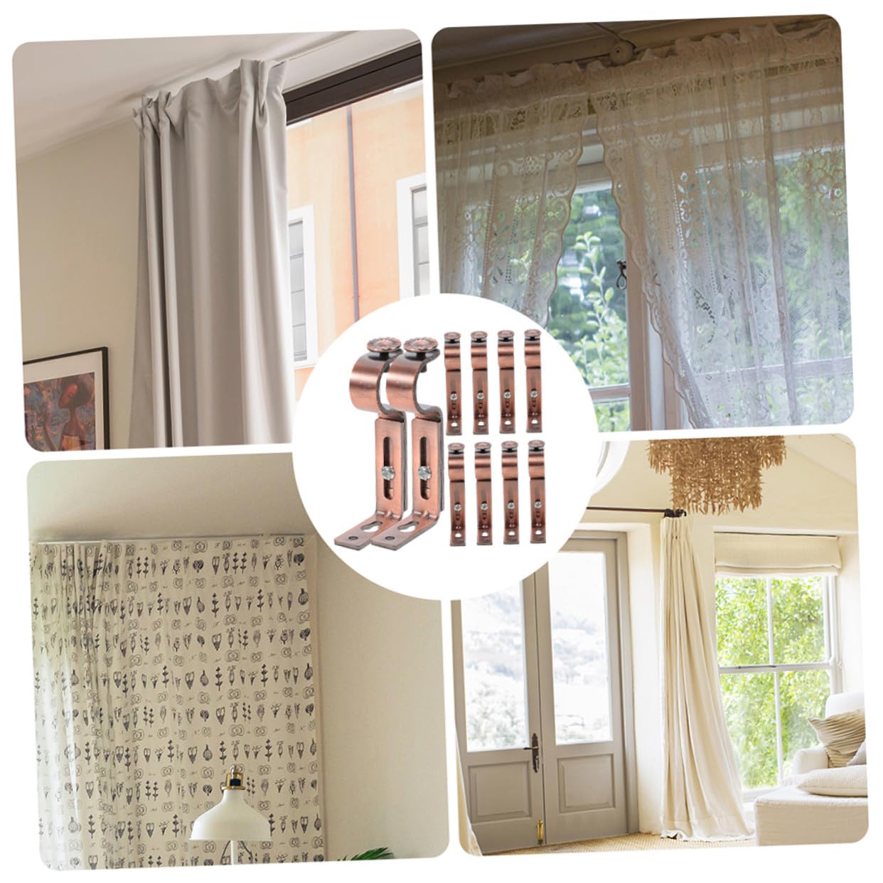 10pezzi Bastone per Tendaggio in Staffe per Asta per Tendaggio Supporto per Asta per Tendaggio da Parete Facile da Installare e Fissare