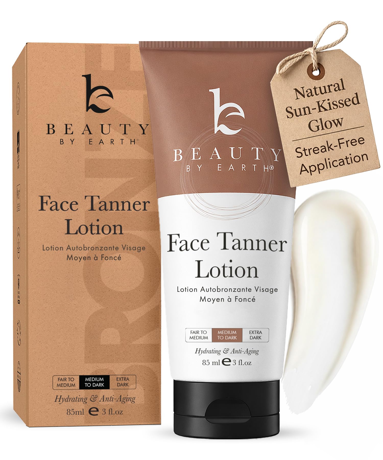 Face Tanner - USA Made with Natural & Organic Ingredients, Gradual Facial Self Tanner Lotion for Natural-Looking Fake Tan & Streak-Free Natural Glow