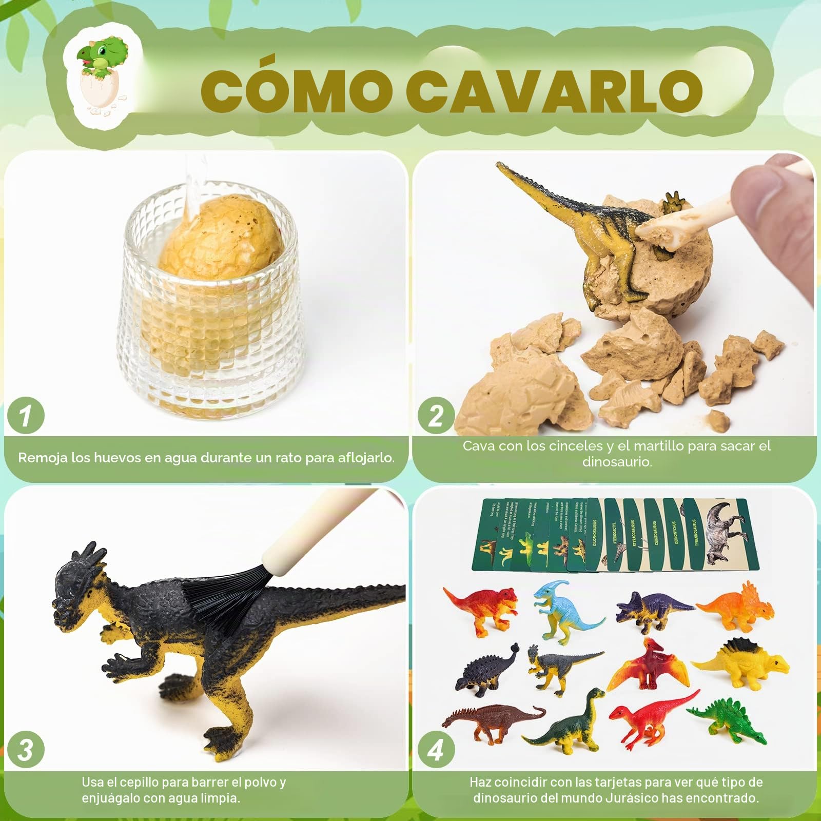Joozmui Dinosaurios Juguetes 3 4 5 6 7 8 9 10 años, Juguetes Niños 4-10 años Regalo niño 4-10 años Montessori Kit de Exploración para Niños Juguete para Niños