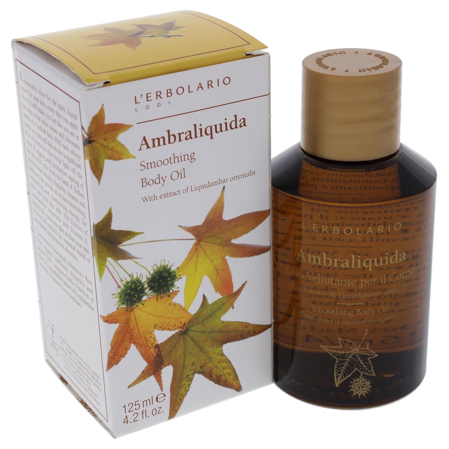 L’Erbolario Ambraliquida Smoothing Body Oil - Firming, Anti-Aging, Dry Skin Moisturizer - Massage and Vitamin E Oil with Liquidambar Extract - 4.2 oz - Image 4