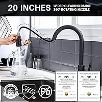 Vista 3 de WEWE Grifos de cocina con pulverizador desplegable, grifo de cocina de estilo granja en bronce cepillado con aceite, comercial, moderno, de arco