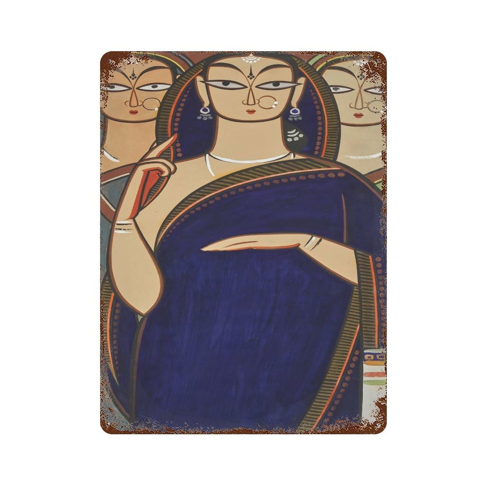 xiaoxiaoshen Indian Painters Jamini Roy (2) Wall Decor Art Metal Tin Poster Modern Home Decor Art Home Bar Shop Decorations Vintage Sign 40x30cm