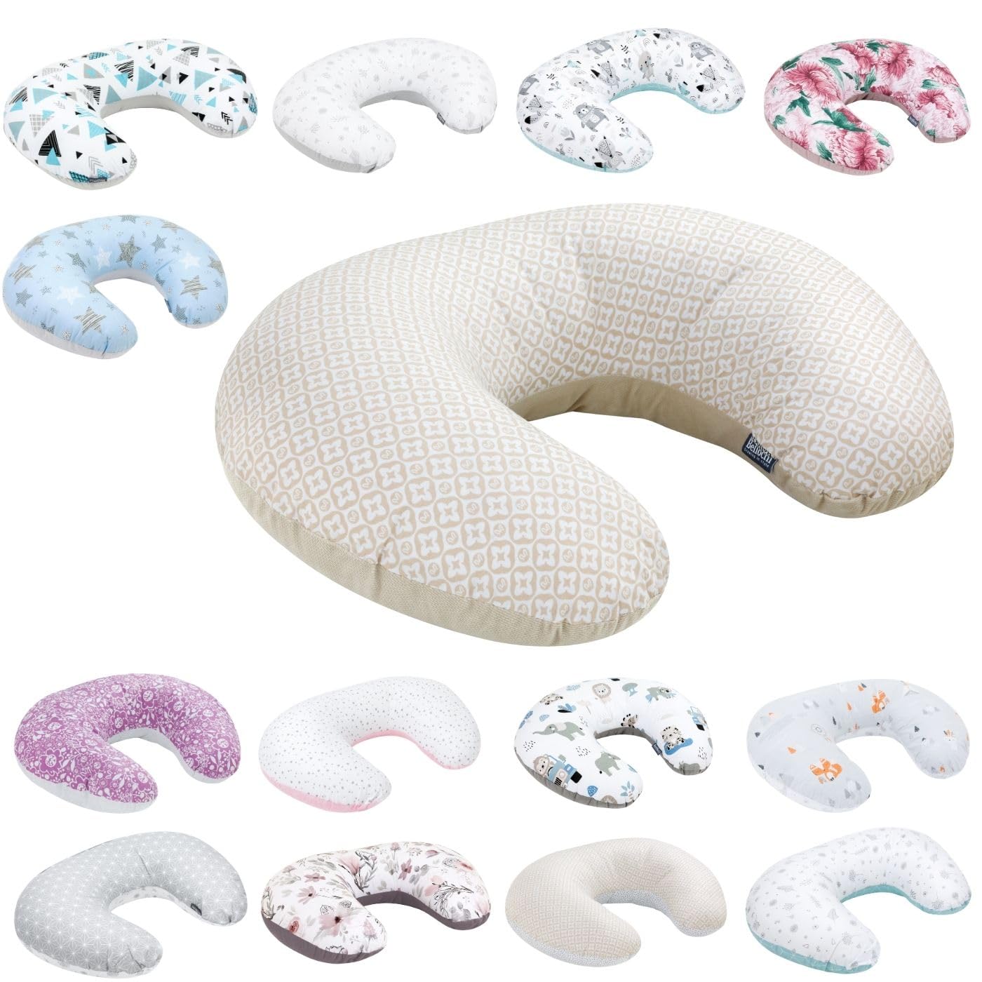 Bellochi Coussin d'allaitement avec Housse Coussin Allaitement - 100% Coton - Oreiller Allaitement Multifonction 40x60cm (Lux)