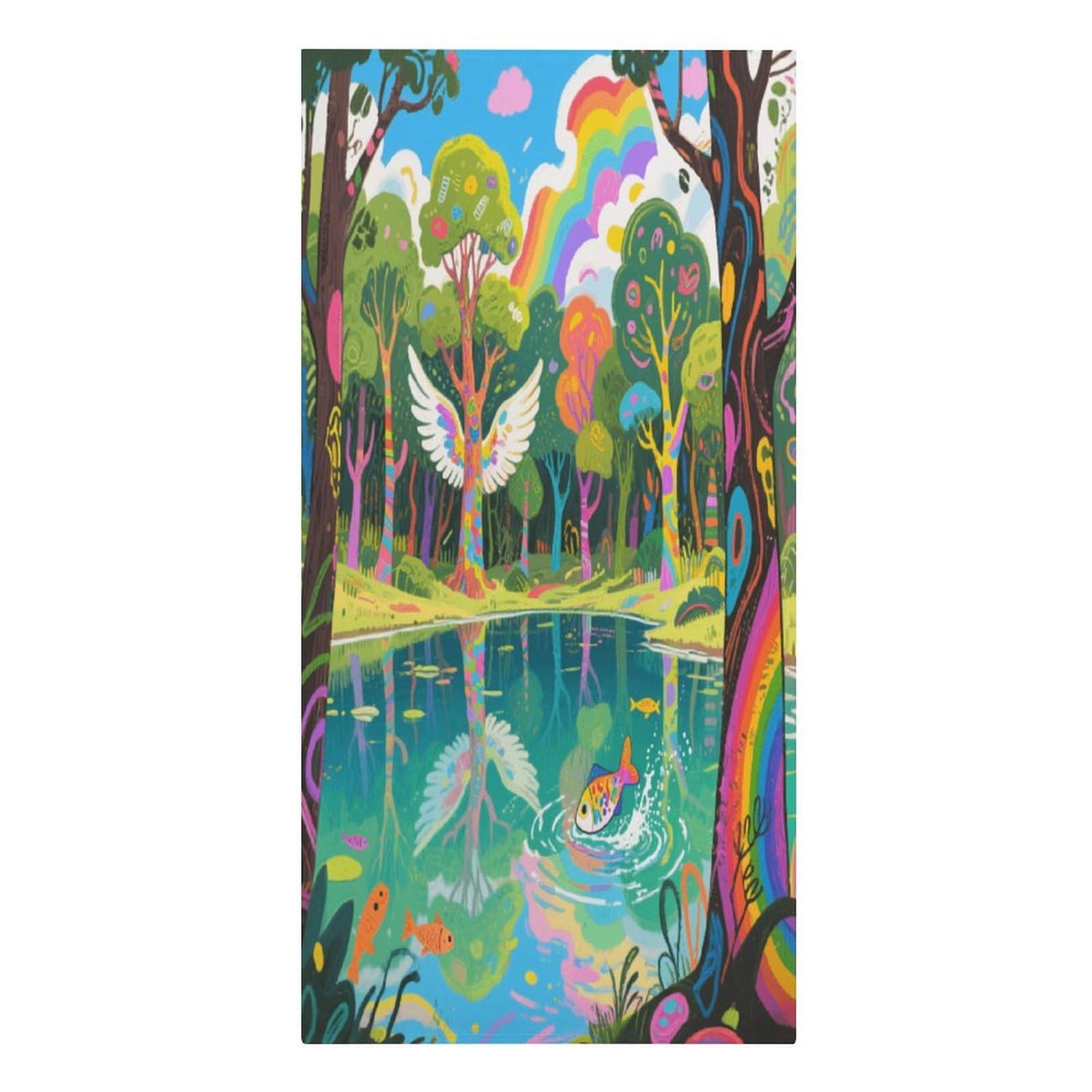 Fekiloot Men's Style Graffiti Lake Large Beach Towel, Travel Towel For Adults Wo, Pool Towels For Beach, Camping, Swim Pool, Gym, Sports& Yoga 61.4"X30.3"