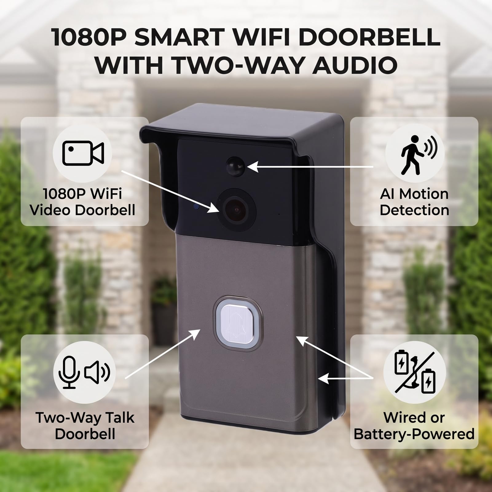 Timbre con Vídeo Inteligente, con Cable o con Batería, para Seguridad en el Hogar