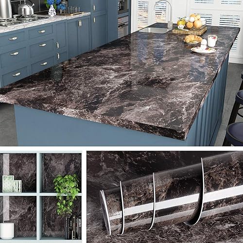 Livelynine Papel tapiz extraíble de 197 x 24 pulgadas, despegar y pegar, papel de contacto ancho de mármol para escritorio, cocina, encimera, mesa,