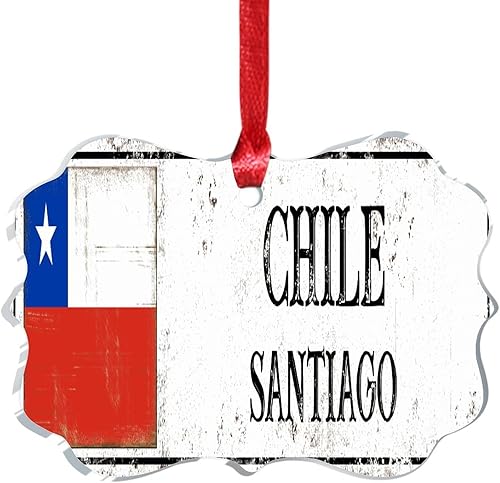 Miniatura 2 de Swavecat Adorno de Navidad con bandera nacional de Chile para niños, regalo navideño de Santiago, adorno acrílico para árbol de Navidad, recuerdo de