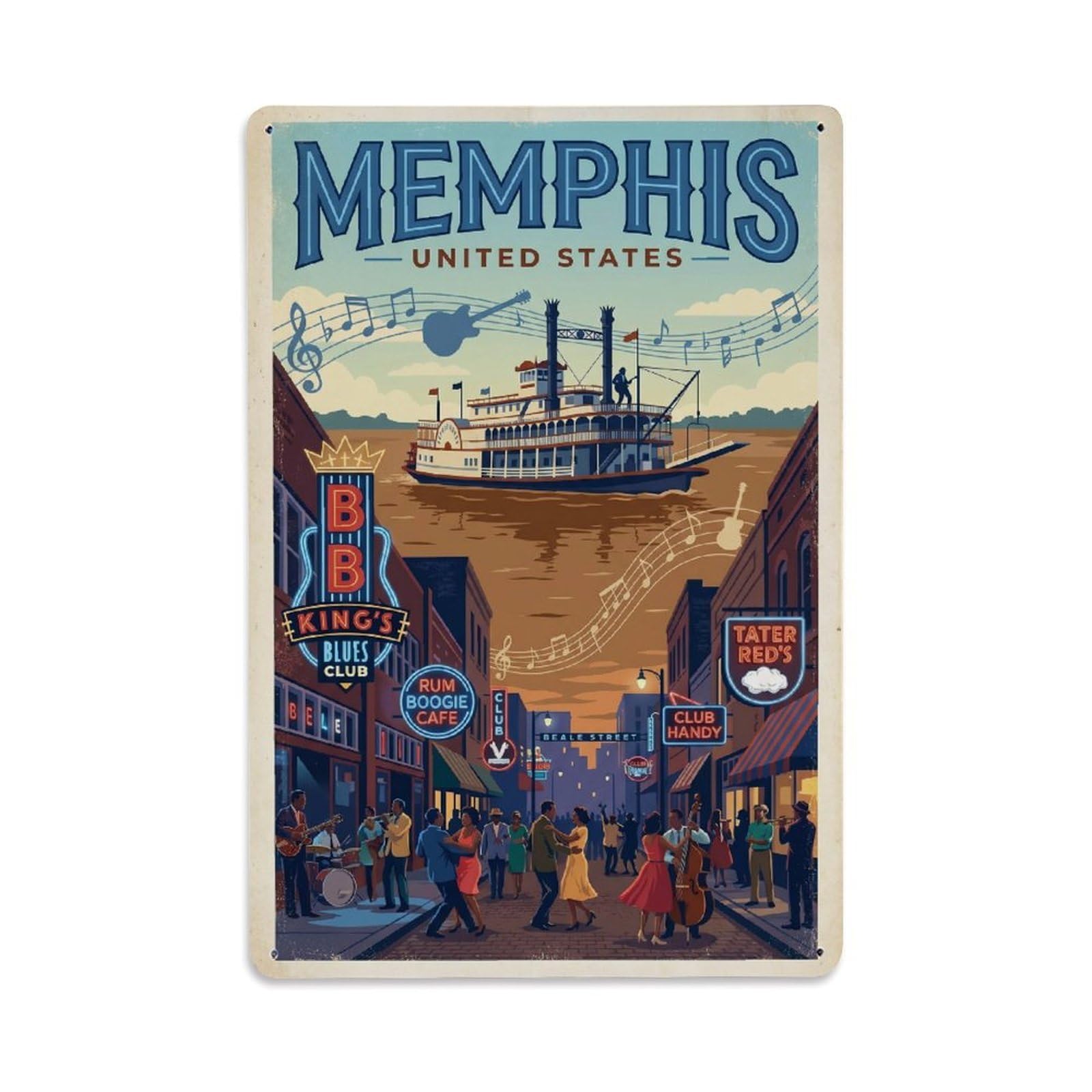 USA Memphis Travel Retro Metal Tin Sign