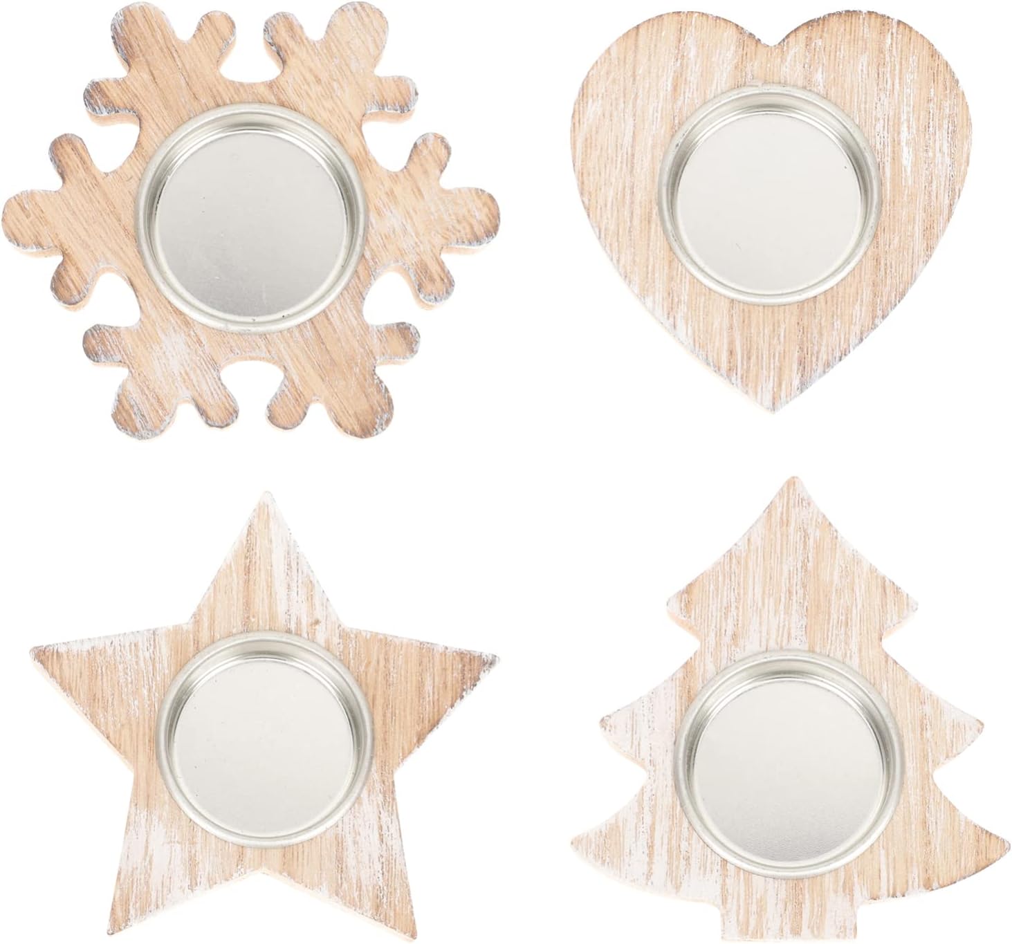 Stocking Filler 4pcs Christmas Wood Tea Light Holder Christmas Tree