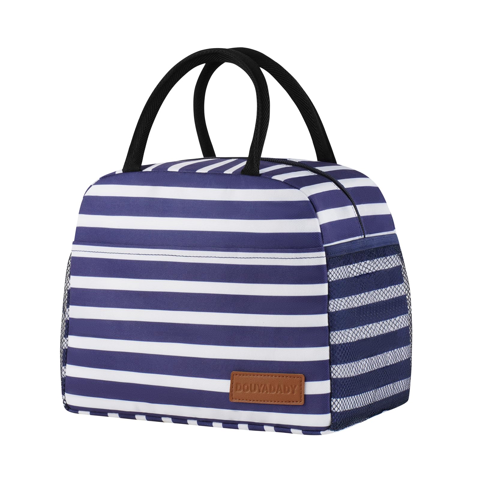 Lunch Bag Women/Men Lunch Box Women/Men (Dark blue+White Stripes)